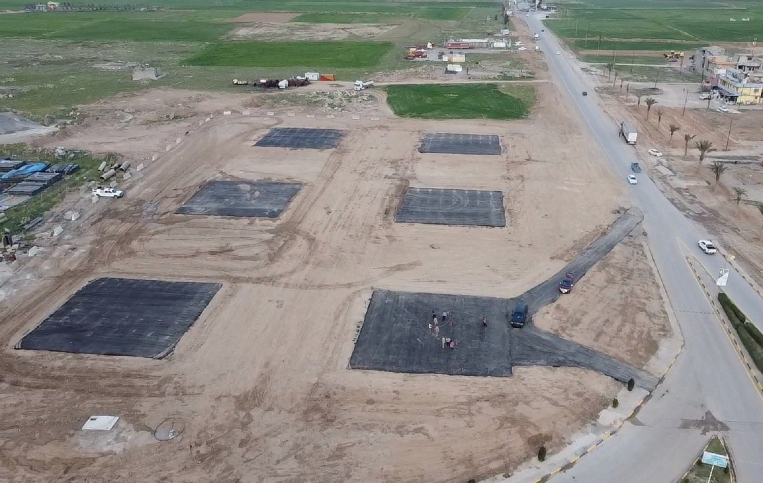Helipads are put in place in Qaraqosh as part of preparations for the pope's visit, as seen in this photo from March 2, 2021. Photo: Bilind T. Abdullah / Rudaw